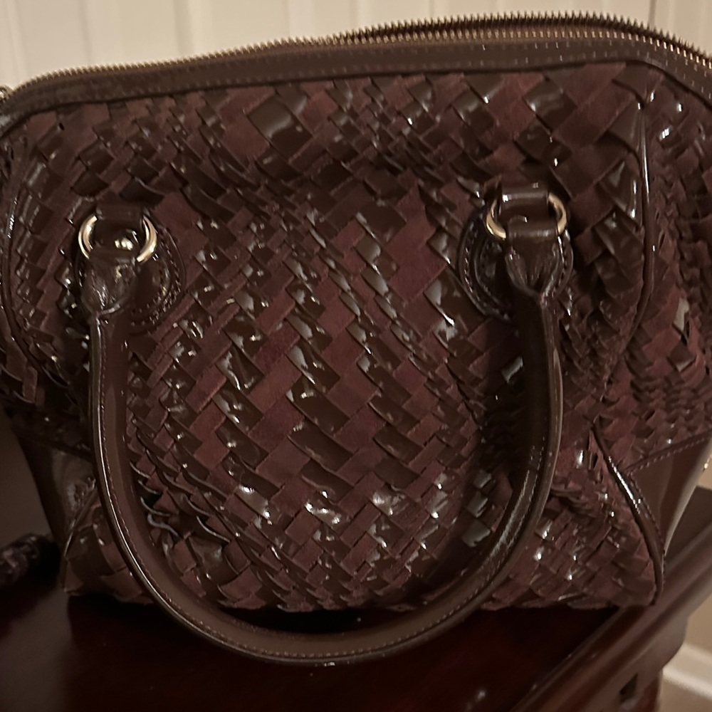 Cole Haan Dark Brown Woven Satchel - Picture 2 of 6